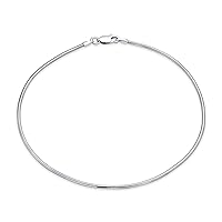 Bling Jewelry Unisex Simple Plain Snake Chain Anklet Strong Ankle Bracelet For Women Teen .925 Sterling Silver Made In Italy 9 or 10 Inch 1.5MM Plus Size Bracelets For Men