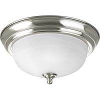 Progress Lighting P3924-09 One Light Flush Mount, Brushed Nickel Finish with Etched Alabaster Glass