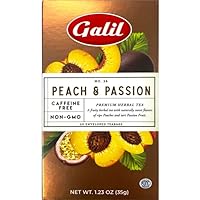 Galil Peach & Passion Tea - Caffeine-Free Herbal Tea, Certified Kosher Tea – Non-GMO Fruit Tea - Pack of 6, 20 Teabags Each