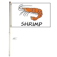 3x5 3'x5' Shrimp White Polyester Flag With 5' (Foot) Flag Pole Kit With Wall Mount Bracket & Screws (Imported)