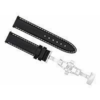 Ewatchparts 19MM SMOOTH LEATHER WATCH STRAP BAND DEPLOYMENT BUCKLE CLASP COMPATIBLE WITH ROLEX BLACK WS