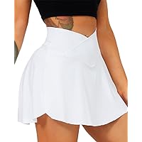 Navneet Women Pleated Tennis Skirt with Pockets Shorts Crossover High Waisted Athletic Golf Skorts Workout Sports Skirts