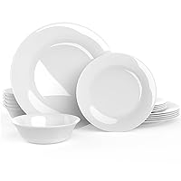 Dinnerware Set, HomeElves 18-PCS Kitchen Opal Dishes Set Service for 6, Lightweight Glass Plates and Bowls Set, Safety for Microwave & Dishwasher, Break and Chip Resistant, HSD-2