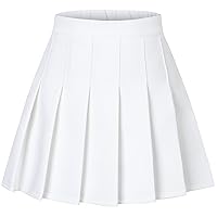 SANGTREE Women's Pleated Mini Skirt with Comfy Casual Stretchy Band Skater Skirt, US XS - US 4XL