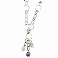 Stainless Steel Polished Fancy Lobster Closure Citrine Amethyst Rose Quartz 20 With 2inch ext Necklace 20 Inch Measures 18.35mm Wide Jewelry for Women