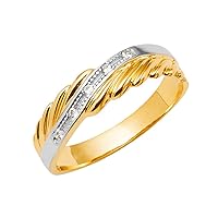 14k Yellow Gold and White Gold CZ Cubic Zirconia Simulated Diamond Mens Wedding Band Ring Size 10 Jewelry Gifts for Men