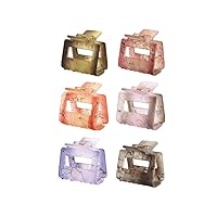 Retro Hair Claw Clips NonSlip Hair Clips for Thick Hair Thin Hair Claw Hair Clips for Women Girls Elegant Hair Styling Accessories for Long Hair,YOEMAYUNER (6PCs 6Colors, Square Shape)