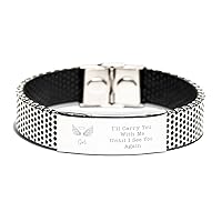 Stainless Steel Bracelet Gifts In Memory of Girl - Angel Wing, I Will Carry You With Me Until I See You Again - Memorial, Remembrance Gifts For Him Her, Engraved Bracelet