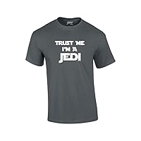 Trust Me I'm A Jedi Short Sleeve T-Shirt Funny Retro Humorous Saracastic -Charcoal-XL
