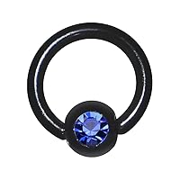 Body Candy 16 Gauge 1/4 Blue and Black Stainless Steel Captive Ring 16 Gauge 1/4