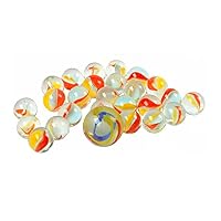 Curious Minds Busy Bags Bulk - 12 Marbles Games in Net - Fun Classic Toy - Colorful Glass Cats Eye Marble Sets for Party Favors Decoration (1 Dozen)