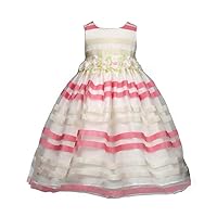 Baby's Girl's Pink Stripes Organza Easter Special Occasion Party Flower Dress