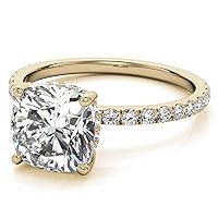 10K Solid Yellow Gold Handmade Engagement Ring 4 CT Cushion Cut Moissanite Diamond Solitaire Wedding/Bridal Ring for Women/Her Propose Rings