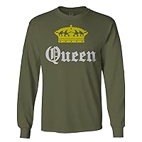 Queen Couple Couples Gift her his mr ms Matching Valentines Wedding King Long Sleeve Men's