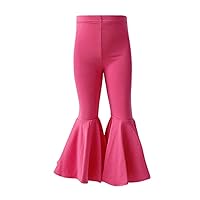 IMEKIS Kids Baby Girls Ruffle Bell Bottoms Cotton Toddler Flare Pants Solid Casual Stretchy High Waist Long Leggings Trousers