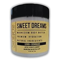 Sweet Dreams Magnesium Emulsified Body Butter, 4 oz., 1 Count | Mango Butter | Premium Magnesium Oil | Natural Ingredients | Magnesium Lotion | Lemon + Cedarwood