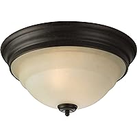 Progress Lighting P3184-77 2-Light Close-To-Ceiling with A Tea Stained Bell-Shaped Glass Bowl, Forged Bronze