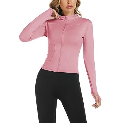 Aolpioon Womens Workout Jacket Yoga Running Slim Fit Stretchy Full