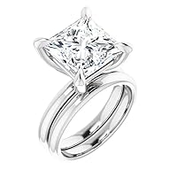 Moissanite Wedding Ring Sets for Women 6 CT Center 10. 50 Colorless Princess Cut Moissanite Lab Grown Vintage/Antique Engagement Ring 14K Gold QUALITY Silver (4.5)