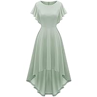Gardenwed Women's Cocktail Party Dress Hi-Lo Ruffle Sleeve Semi Formal Fit and Flare Prom Fall Wedding Guest Dresses