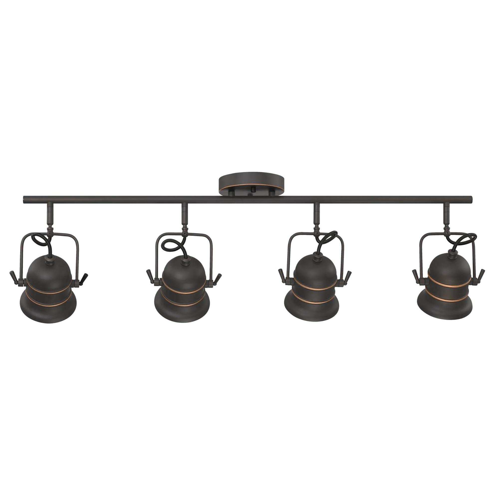 Westinghouse Lighting 6116800 Boswell Vintage-Style Four-Light Indoor Track Light Kit, Oil Rubbed Bronze Finish with Highlights,Metal Shades