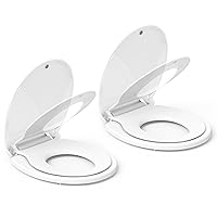 Toilet Seat, Round Toilet Seat with Toddler Seat Built in, Potty Training Toilet Seat Round Fits Both Adult and Child, with Slow Close and Magnets- Round 2 Packs