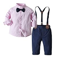 Baby Boys Gentleman Clothes Set Toddler Bowtie Shirt Suspender Pants Outfit