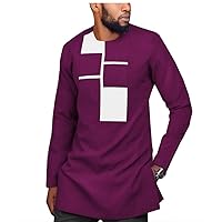 African Shirts for Men Dashiki Tops Long Sleeve Blouse Casual Tribal Slim Fit Shirt Plus Size