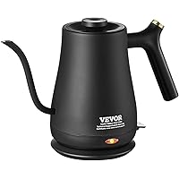 VEVOR 1L Electric Gooseneck Kettle, 1200W Fast Heating Gooseneck Coffee Tea Kettle, 304 Food Grade Stainless Steel Hot Water Boiler Heater with Boil-Dry Protection, Auto Shut-off