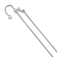 925 Sterling Silver Polished Lobster Claw Closure 1.5 mm Adjustable Round Box Chain Necklace Jewelry for Women - Length Options: 22 30
