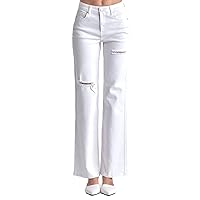 SALT TREE Risen Jeans - High Rise Relaxed Straight Jeans with Slit - RDP5435