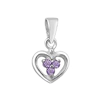 Multi Choice Your Gemstone 0.02 Ctw 925 Sterling Silver Three Stone Heart Pendant