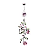 WildKlass Jewelry Romantic Vines with Flowers 316L Surgical Steel Belly Button Ring