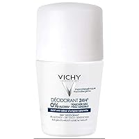 Vichy 24-Hour Dry-Touch Roll-On Deodorant, Aluminum-Free with Invisible Clear Finish, Residue-Free Deodorant for Sensitive Skin, 24 Hour Protection