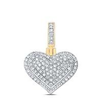 The Diamond Deal 10kt Yellow Gold Womens Round Diamond Heart Pendant 5/8 Cttw