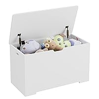Storage Chest, Wooden Toy Chest with Lid, Storage Bench with Safety Hinge White for Playroom Bedroom Living Room