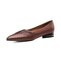 TinaCus Women's Genuine Leather Handmade Pointed Toe Slip On Retro Flat Shoes