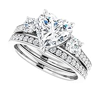 2.25 CT Heart Cut VVS1 Colorless Moissanite Engagement Ring Set, Wedding/Bridal Ring Set, Sterling Silver Vintage Antique Anniversary Promise Ring Set Gift for Her