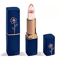 Dry Flower Lipstick Gold Leaf Crystal Jelly Texture Color Changing with Temperature Long Lasting Moisturizing Lip Balm Nutritious Balm Show Pink Red Color for Women Lip Makeup Care (#01)