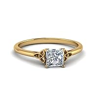 1.00 Carat Princess Cut D/VVS1 Diamond Celtic Solitaire Prong Setting Engagement Ring 925 Sterling Sliver