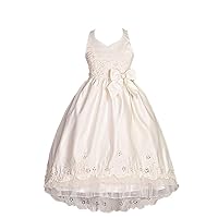 Lito Angels Girls' Satin Wedding Flower Girl Halter Dress W/Train Pageant Party