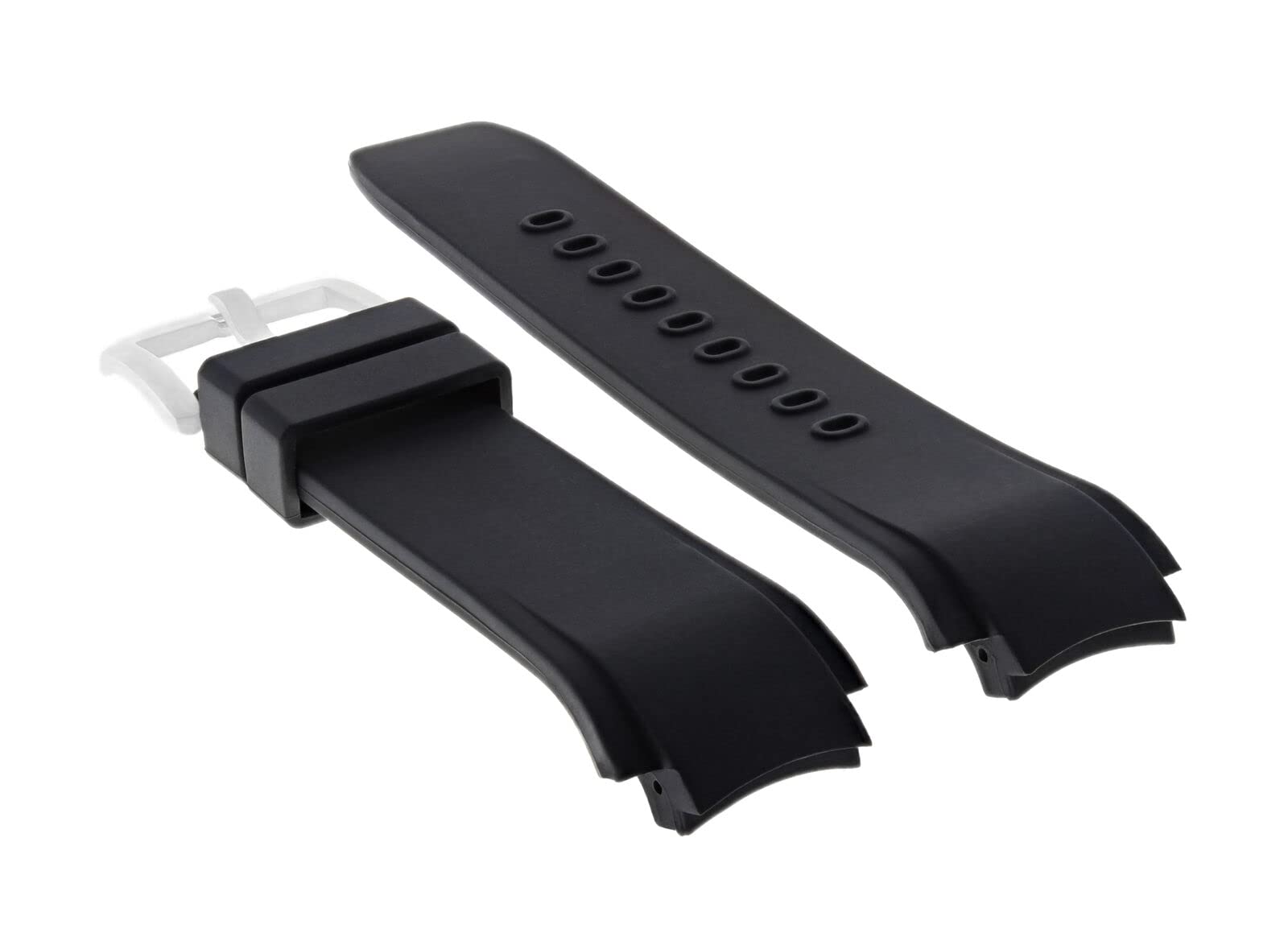 Ewatchparts SILICON RUBBER BAND STRAP FOR IWC 35380 353804 DUAL CROWN AQUATIMER BLACK