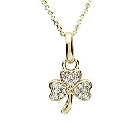 Dazzle Touch 0.50 CT Round Cut Simulated Diamond Shamrock Pendant Clover Necklace 925 Sterling Silver