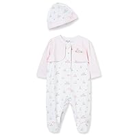 Baby Clothes & Outfits - Girls One Piece Hat & Footed Sleeper Pajamas - 9 Months, Pink Floral