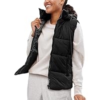 Fiona Jolin Puffer Vest Women Hooded Winter Zip Up Lightweight Sleeveless Puffy Jackets Padded Coats Outerwear