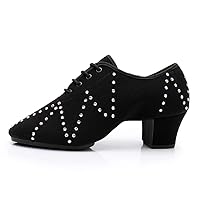 HROYL Men & Women's Lace-up Oxford Quickstep Waltz Professionals Jazz Ballroom Performance Dance-Sneakers,Model-NJB
