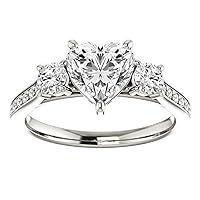 Mois 4 CT Heart Colorless Moissanite Engagement Ring, Wedding/Bridal Ring Set, Solitaire Halo Style, Solid Gold Silver Vintage Antique Anniversary Promise Ring Gift for Her