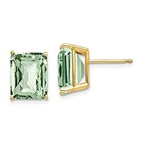 14k Polished Post Earrings Gold 10x8 Emerald Green Amethyst Earrings Measures 11x8mm Wide Jewelry for Women