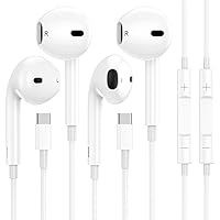 2 Packs USB C Headphones for iPhone 15 Earbuds with Microphone & Volume Control HiFi Stereo Type C Earphones for Galaxy S23/S22/S21/S20/Ultra Note 10/20, for iPad Pro Pixel 7/6/6a/5/4 and More
