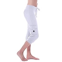 Cargo Capri Pants for Women Trendy Joggers Summer Lightweight Capris Leggings Hiking Sweatpants Drawstring Waist Cropped Pant